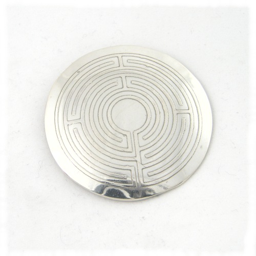 Silver labyrinth brooch
